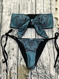 Sexy Printed Bow Knotted Bandeau Bikini 2026 Women Swimsuit Female Swimwear Two Pieces Bikini Set Tie Push Up Bathing Suit Swim