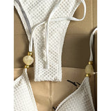 Wrinkled Crinkled Halter Bikini Female Swimsuit Women Swimwear Two-pieces Bikini set Brazilian Bather Bathing Suit Swim V8134