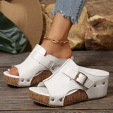 outdoor adjustable strap platform sandals women summer rivet solid wedges women'sandals slip-on walking sandles woman
