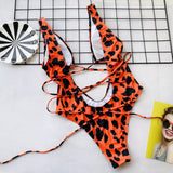 6 Colors New Sexy One Piece Swimsuit Swimwear Women Leopard Snakeskin Print Hollow Cross Straps One-piece Bathing Suit Beachwear