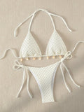 Sexy Bikini Set Shell Designer Swimsuit 2025 White Black Push Up Micro Bikinis Summer Bathing Suit Tie Side Triangle Swimwear