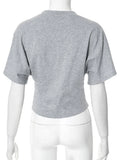 Fashion Casual Solid Gray Cropped T-shirt 2026 Woman Clothes O-neck Corset Tops Streetwear Girls Summer Autumn Short Tee Shirts