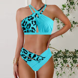 Women's Plus Size Triangle Halter Cross Back Bikini Set - European American Style Separable Swimsuit