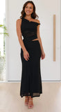 Foridol Mesh Bodycon Long Dresses Women Elegant Summer Yellow Party Dress Cut Out One Shoulder Tank Maxi Vestidos 2025 New Dress