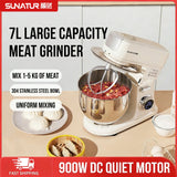 SUNATUR SM-606E Stand Mixer 900W 7L Electric Kitchen Mixer with 11 Speeds & Timer, Ultra-Quiet Dough Mixer for Home Baking