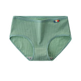 1 Pack Women's Ribbed Cotton Panties Stretchy Mid Rise Underwear Sexy Lingerie Breathable Japanese Style Multicolor Briefs M-XL