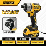 Dewalt DCD887 Cordless Brushless Impact Screwdriver Strong 20V Battery Power Electric Tool
