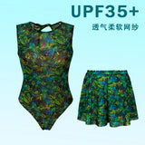 UPF 35+ Retro Sleeveless Swimwear Bodysuit High-end Mesh One Piece Swimsuit Women 2026 Sexy High Cut Bathing Suit with Cover Up
