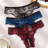 Lace Romantic Floral Thong Soft Women's Underwear G-string Comfortable Female Lingerie