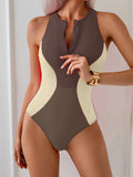 2026 Sporty Slim Swimsuit Women One Piece Zipper Sleeveless Swimwear Female Sexy Bather Bathing Swimming Swim Suit Beachwear XXL