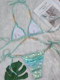 Wrap Around Halter Metal Chains Bikinis 2025 Diamond Bikini Women Swimsuit Female Swimwear Two Pieces Bikini set Bathing Suit