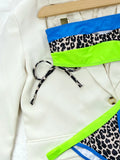 2026 New Sexy Bikini Bandeau Women Push Up Swimwear Swimsuit Leopard Patchwork Drawstring Knotted Beach Bikinis Set Bathing Suit