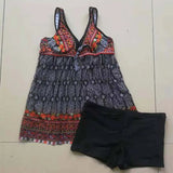 DEKA Plus Size Tankini Set Women Two Piece Bikini Swimdress Swimsuits Printed Push Up Retro Large Swimwear Swimming Suit