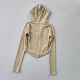 Women's Slim Fit Long Sleeve Hooded Yoga Sports Top Korean Casual Thread Sportswear Active Lifestyle Comfortable Gym Workout Top