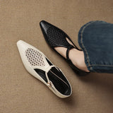 New Design Women T-Strap Sandals Square Toe Flats Buckle Breathable Mesh Casual Soft Leather Daily OL Shoes Plus Size 41 42 43