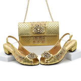 Doershow nice African Shoes And Bag Matching Set With BLUE Hot Selling Women Italian Shoes And Bag Set For Wedding  HFG1-1