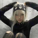 Punk Girl Hollowed Out Eyelets Wide Elastic Headband Stretchy Metal Rock Steampunk for Sports Headbands Hair Accessories