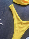 Floral Printed Wrinkled Bandeau Bikini Female Swimsuit Women Swimwear Two-pieces Bikini Set High Cut Bather Bathing Suit Swim