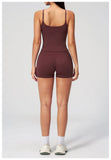 2 Piece Shaved Yoga Sets Women Hip Lifting Shorts Fitness Suit Outdoor Leisure Running Slimming Sports Vest Workout Tracksuit