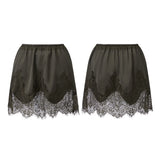 Summer Women's Satin Short Skirts Elastic Waist Lace Patchwork Skirts Half Slip Skirts Fashion