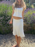 Foridol White Lace Summer Women Set Sleeveless Crop Top+midi Skirt Outfits 2025 Beach Holiday Chic Vintage Sundress Dress Set