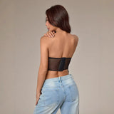 Sexy see-through lace bra underwired vest top tube top