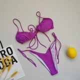 21 Colors New Sexy Bikini Women Solid Leopard Floral Print Swimwear Swimsuit Female Bandage Strap Beach Bikinis Set Bathing Suit