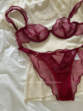 Summer French Flower Embroidery Bralette Beachwear Pure Desire Ultra Thin Light Support Wirefree Romantic Niche Set AU MOYISU