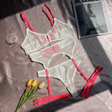 See Through Lingerie Set Temptation Sexy Underwear Lace Transparent Exotic Sleepwear Women Bra And Panty Garter Kits