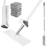 Microfiber Flat Mop 360 ° Rotating Flat Floor Mop Self Wringing Dust Mop with Dewatering Scraper for Kitchen Home Cleaning Mop