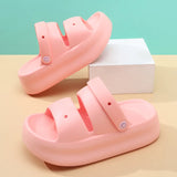 Women Summer Platform Sandals Thick Sole Home Street Slippers Soft EVA Girls Student Daily Walking Shoes 2 Way Wear Sandalias