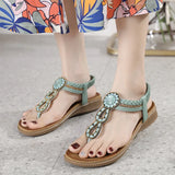 2026 New Shoes for Women Bohemia Crystal Sandals Women Shoes Rhinestone Lady Flip Flops Pearl Slip on Flat Beach Shoes