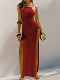 Sexy High Slit Crochet Knitted Tunic Beach Cover Up Long Dress Cover-ups Beach Dress Beach Wear Sarong Beachwear Female Women