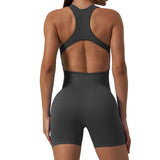 Seamless Yoga Jumpsuit Sleeveless Shorts One Piece Yoga Suit Sexy Cutout Backless Top Women Playsuit Gym Summer Workout Clothes