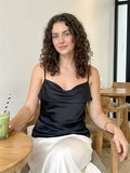 Womens  Tank Tops Solid Color Satin Cowl Neck Spaghetti Strap Going Out Vest Summer Daily Casual Elegant Camis Streetwear