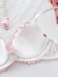 Sweet Floral Print Women Lingerie Set Bow Ruffle Trim Underwire Bra Comfy ladies Panties Daily Bra Set