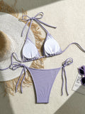 Shell Decoration Halter String Strappy Bikini Women Swimwear Female Swimsuit Two-pieces Bikini Set Ribbed Bathing Suit Swim Lady
