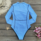 2024 New Print Long Sleeve One Piece Swimsuit Sexy Swimwear Women Backless Beachwear Surf Bathing Suit Push Up Monokini Female