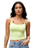 Women Tie-up Beaded Halter Bra with Camisole Slim Fit Summer Sexy Clubwear