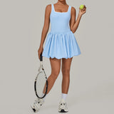 Tennis Dress for Women with Built in Shorts Womens Athletic Dresses Sleeveless Boat Neck Active Workout Skort Dress