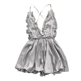 Sexy Lingerie Women's Sexy Dress With Wooden Ear Edge Deep V Neck Neck Tie Backless Sexy Lingerie Set 3x