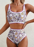 New Sexy Bikinis Print Swimsuits Women's Swimwear Push Up Female Beach Swim Wear Bathing Suits High Waist Bikini Set Pool Bather