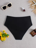 2026 Black High Waist Swimsuit Only Pants Swimwear Women Solid Bathers Bathing Swimming Trunks Swim Suit Female XXL