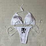 Punk Gothic Fashion Women Swimwear 2000s Emo Girls Y2k Style Letter Print Bikini Set Sexy Thong Swimsuit Two Pieces Bathing Suit