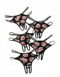 5 pcs Women Sexy Panties Floral Print Thong Low Waist Underwear Hollow Out Breathable Ladies thong C961