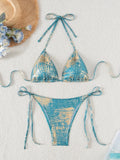 DEKA Sexy Gold Halter Bikinis Sets Lace-Up Triangle Tie Side Bikini Swimsuit Women Swimwear Brazilian Female Bathing Suits