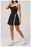 Naked Women's Tennis Dresses for Women Breathable Back Hollowed Out Sleeveless Mini Dress Built in Shorts Tight Sports Skirt