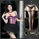 Sweet And Flirty Sexy Pure Desire Dress High-end Sensual And Alluring Erotic Solid Color Mesh Lace Trimmed Dress For Woman Z2YQ