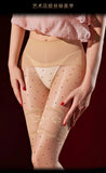 Polka Dot Fake Two-Piece Lace Long Pantyhose Aurora Glossy Open Crotch Two-Tone Spliced Sexy Pantyhose Solid Color Elegant 8WS3