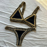Crochet Bikini 2025 Bandeau Biquini Women Sexy Swimsuit Female Push Up Swimwear Solid Patchwork Bathing Suit Handhook Beachwear